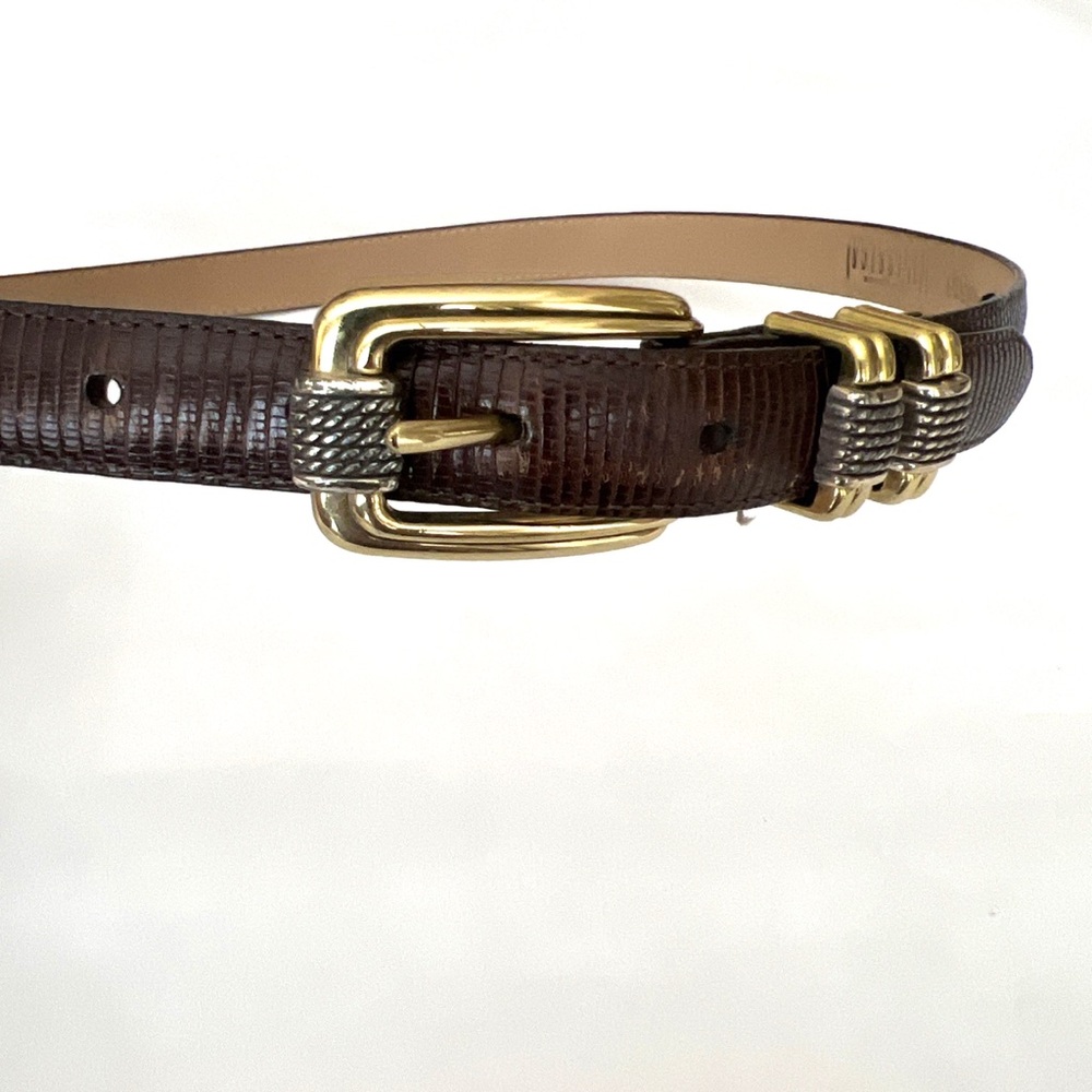 Brighton Classic Elegant Brown Leather Belt with Gold Buckle